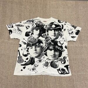 vintage the beatles band shirt mens xl white 1990s single stitch music